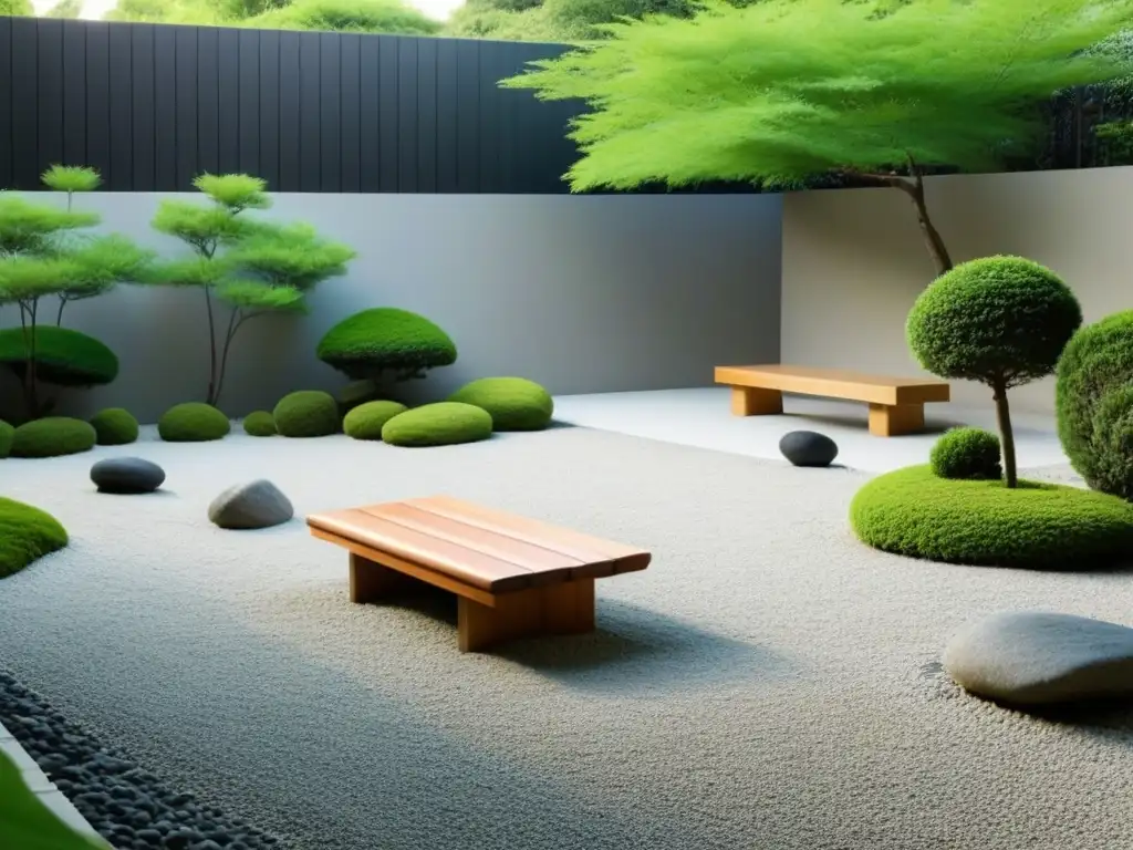 Un jardín Zen tranquilo y equilibrado invita a la reflexión