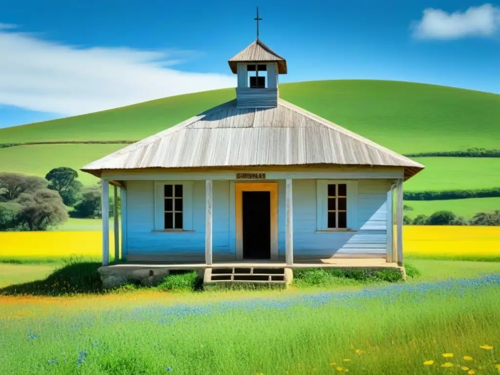 Un tranquilo y pintoresco paisaje de una escuela rural en Uruguay, con herramientas digitales educación