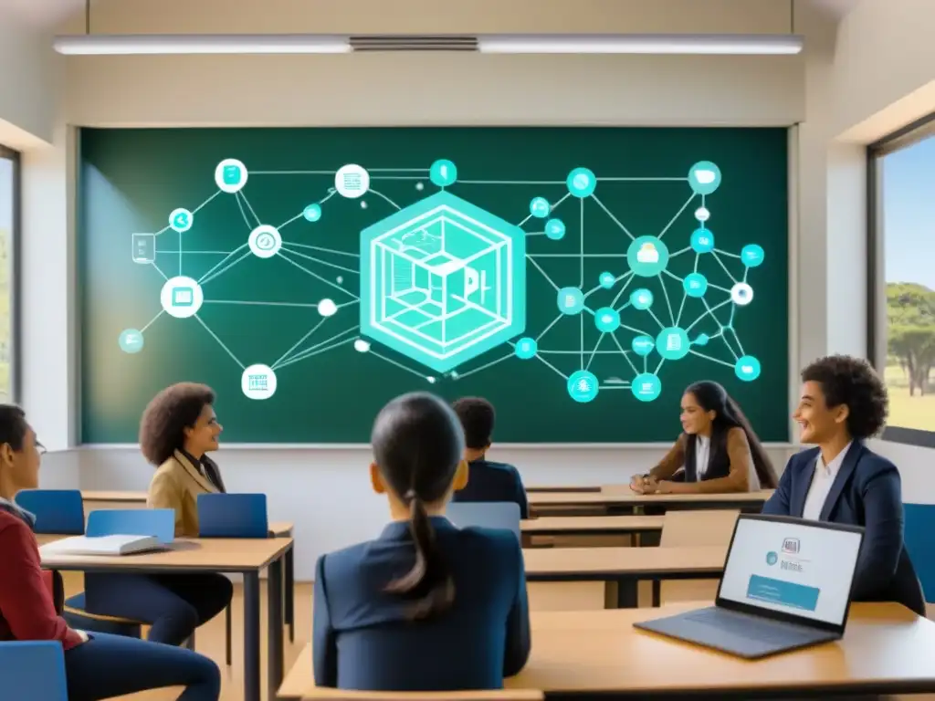 Interconexión y transparencia: beneficios de blockchain en educación con aula uruguaya y red blockchain superpuesta