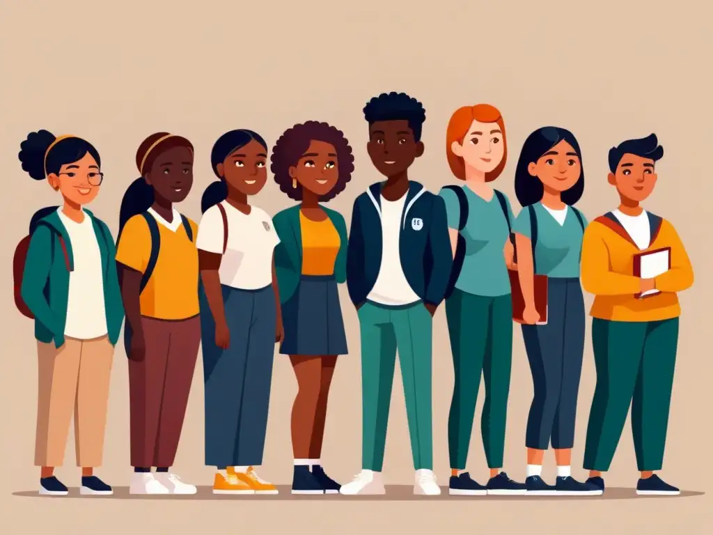 Estudiantes diversos unidos contra el bullying escolar Unidos contra el acoso escolar: estudiantes diversos con expresiones de empoderamiento