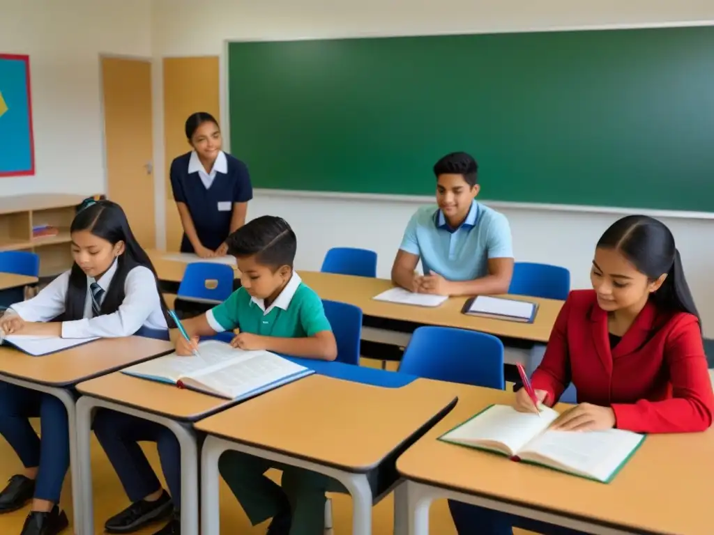 Vibrante aula bilingüe: alumnos colaboran en actividad cultural