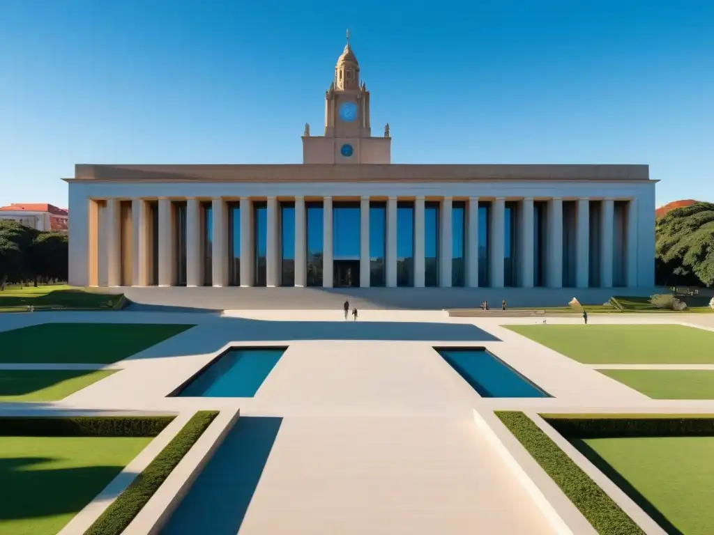 Vibrante campus de la Universidad de la República en Uruguay, fusionando tradición e innovación en educación superior sostenible