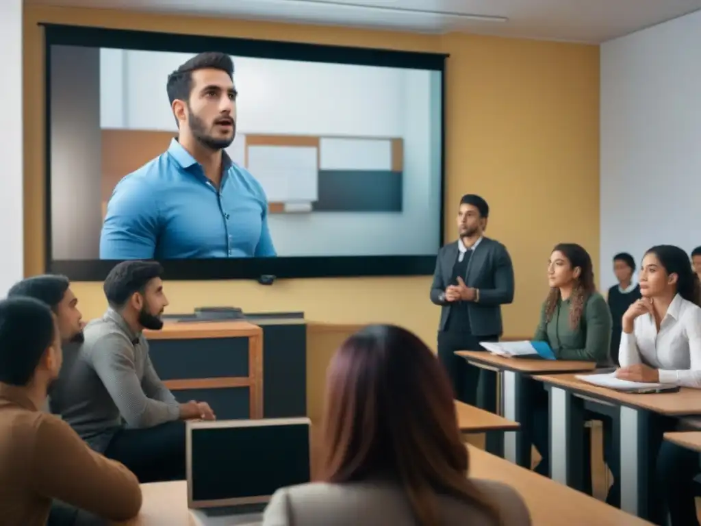 Vibrante discusión sobre fotografía en el aula Uruguay, alumnos analizan imagen en pantalla grande