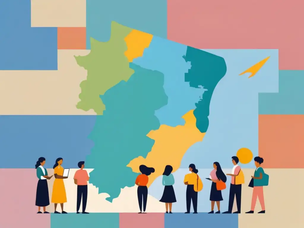 Ilustración vibrante y minimalista de Aprendizaje Servicio en Uruguay