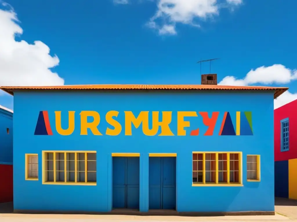 Escuela uruguaya: diversidad y educación en armonía Un vibrante mural en una escuela uruguaya, con estudiantes diversos debatiendo
