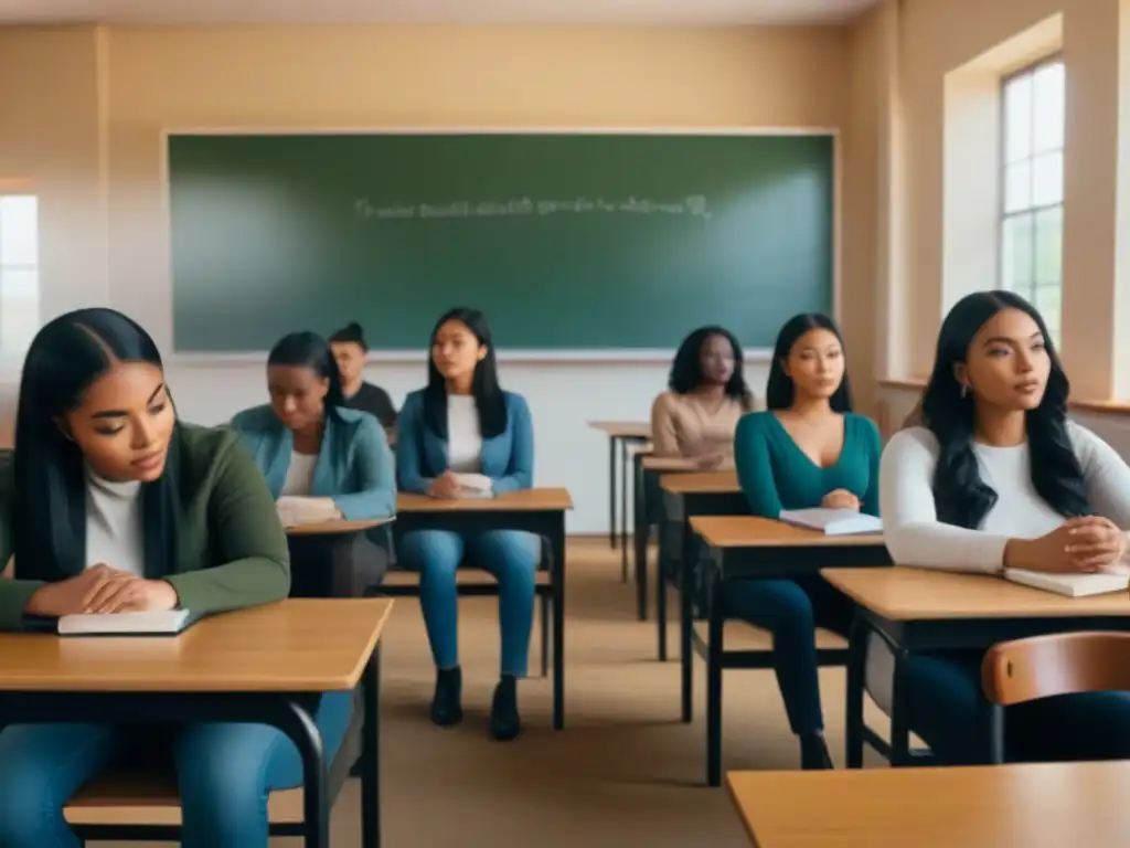 Vibrante discusión sobre educación sexual en aula rural de Uruguay, con estudiantes diversos unidos en aprendizaje y respeto